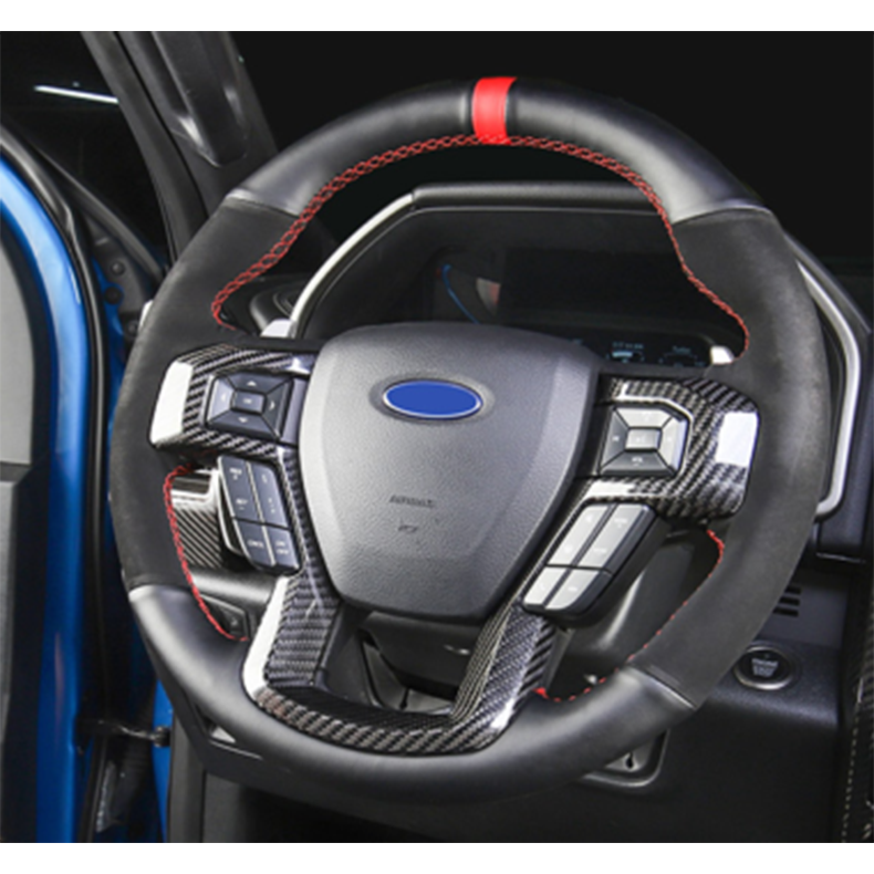 for Ford F150 F-150 2015-2020 Carbon Fiber Inner Steering Wheel Panel Cover Trim