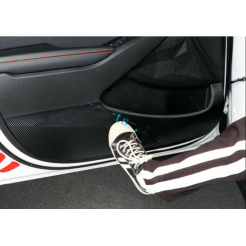 Carbon Fiber PU Leather Inner Door Anti-Kick Panel Cover for Kia Seltos 2020-23