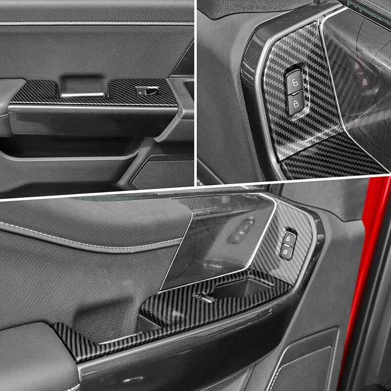 for Ford F150 2021-2023 Carbon Fiber Window Lock Lift Switch Button Panel Trim