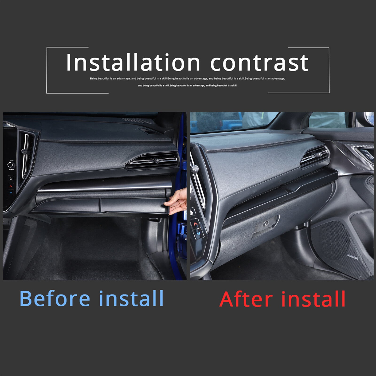 Passenger-side dashboard storage box frame trim for Subaru WRX STI 2022 - 2024 All New n