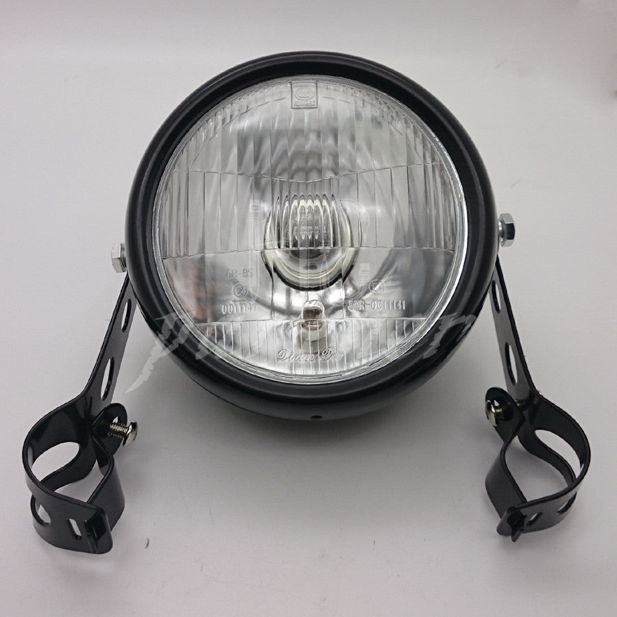 Motorcycle Black Metal Retro Headlight With 28-41mm fork tubes Headlight bracket Q