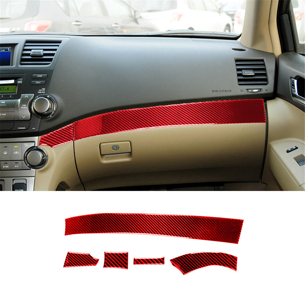 Red Carbon Fiber Center Control Decorative Trim for Toyota Highlander 2008-2013