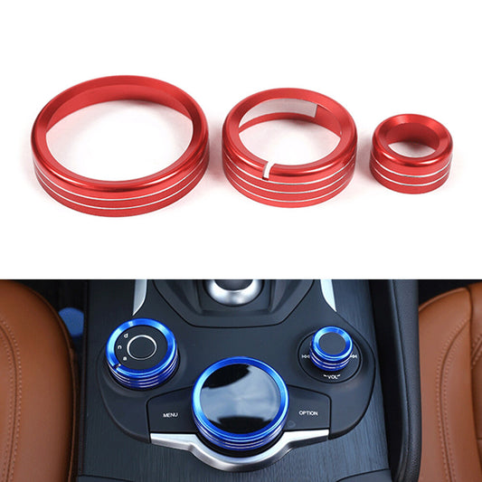 Red Central Control Multimedia Knob Ring for Alfa Romeo Giulia for Stelvio 2017-2019