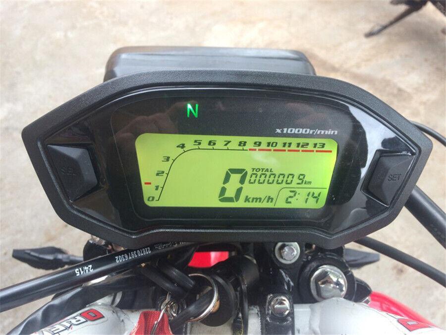 Motorcycle LCD digital instrument panel: odometer, speedometer, gear indicator, fuel indicator, tachometer. n