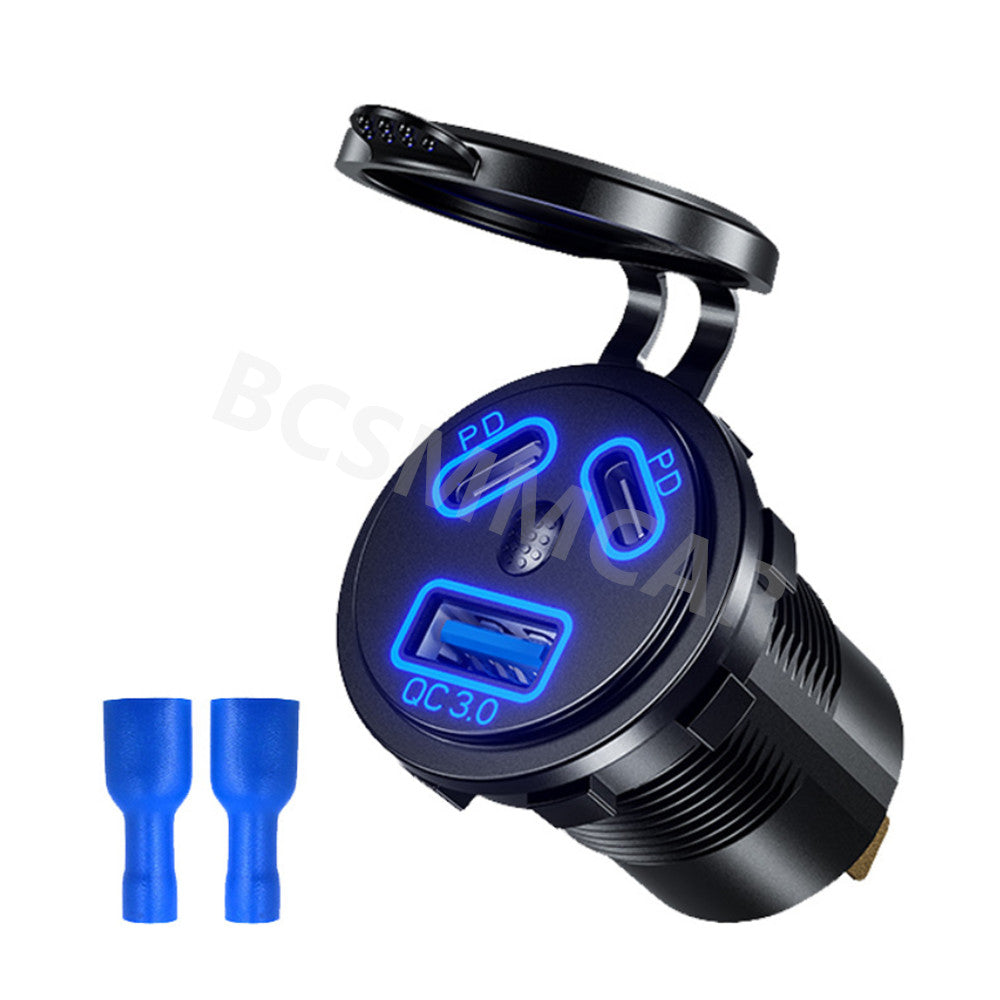 USB Type-C Car Boat Charger Socket Power Outlet Phone Charge Adapter Waterproof