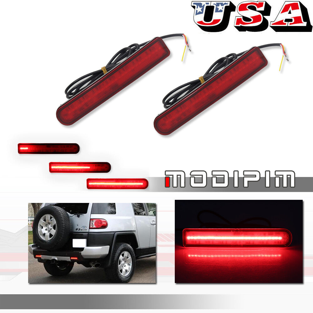 Red rear bumper reflector tail brake signal light for FJ Cruiser 2007-14- v