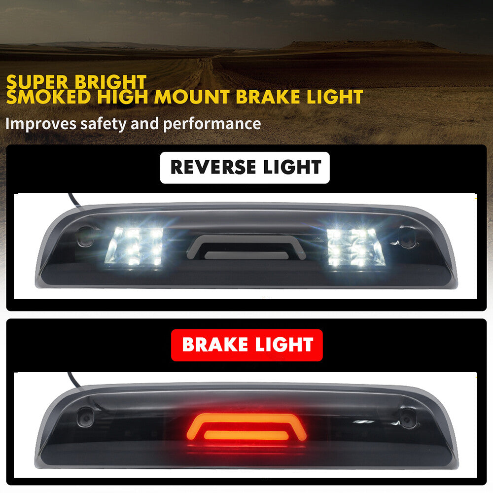 Suitable for 2014-2018 Silverado Smoke LED 3rd Brake Light with Reverse Rear Cargo Light n