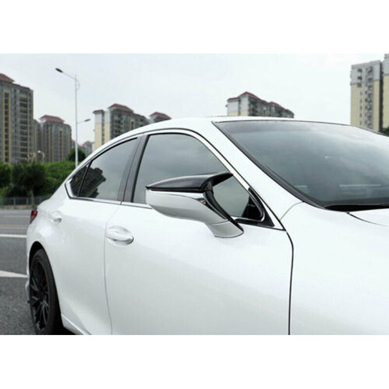2pc Gloss Black Ox Horn Rearview Mirror Cover Trim Fit for Lexus RC for ES LS LC UX
