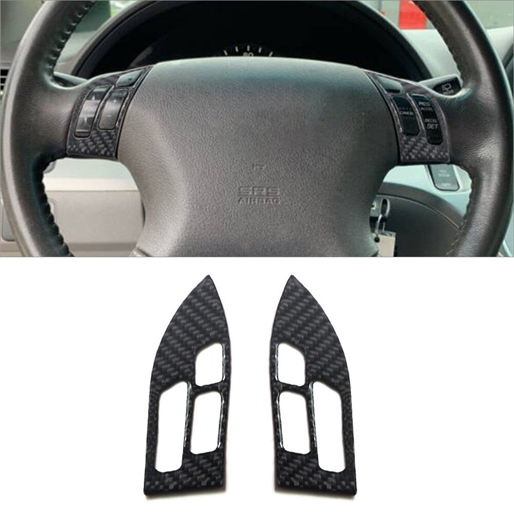 2x Carbon Fiber Steering Wheel Button Cover Trim for Honda Odyssey 2005-2010