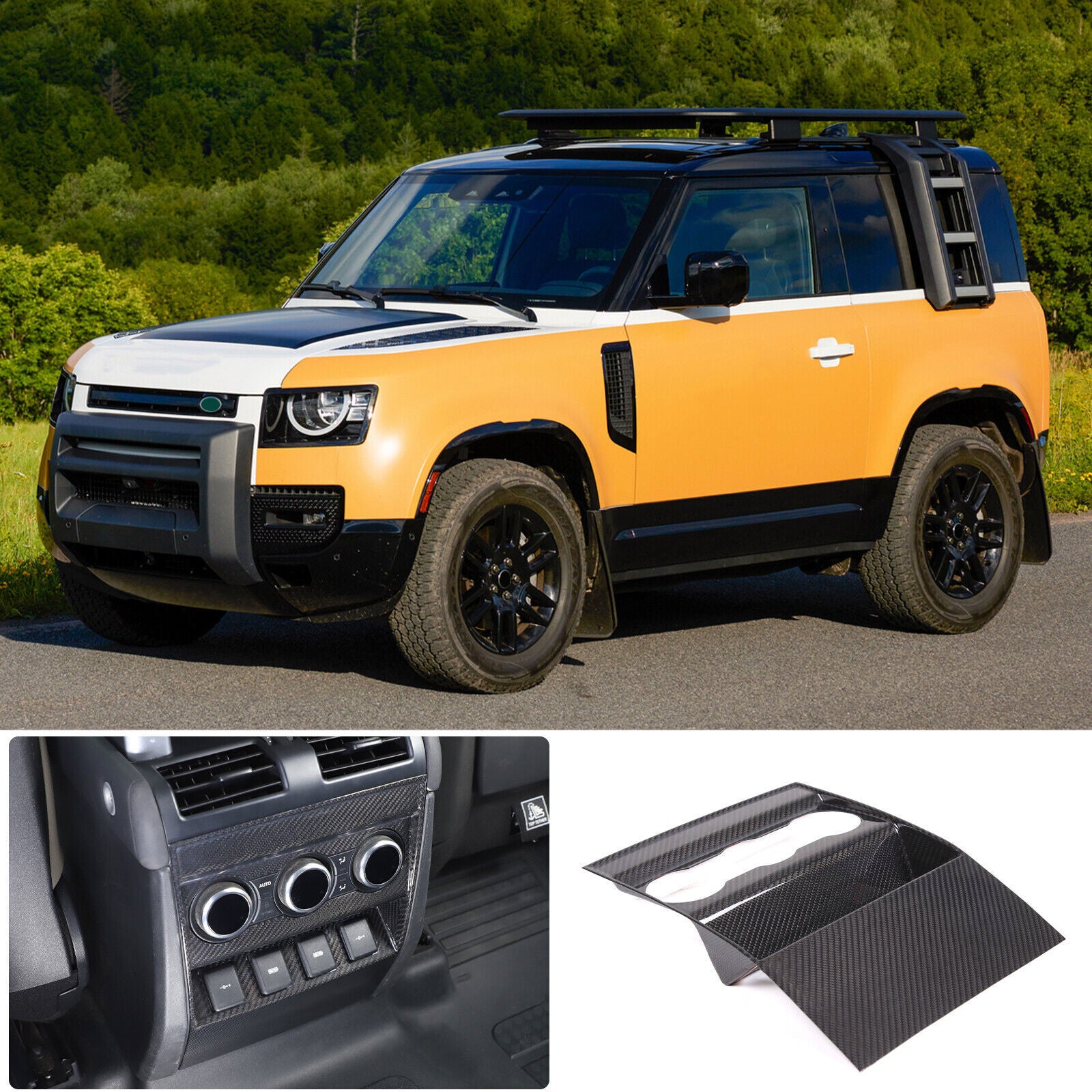 Carbon Fiber Rear Armrest Air Vent Outlet Frame Cover for Defender 2020-2025 B n