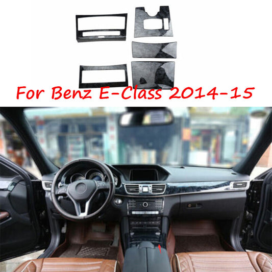 Black Wood Grain Central Console Gear Shift Panel Trim for Benz E-Class 14-15