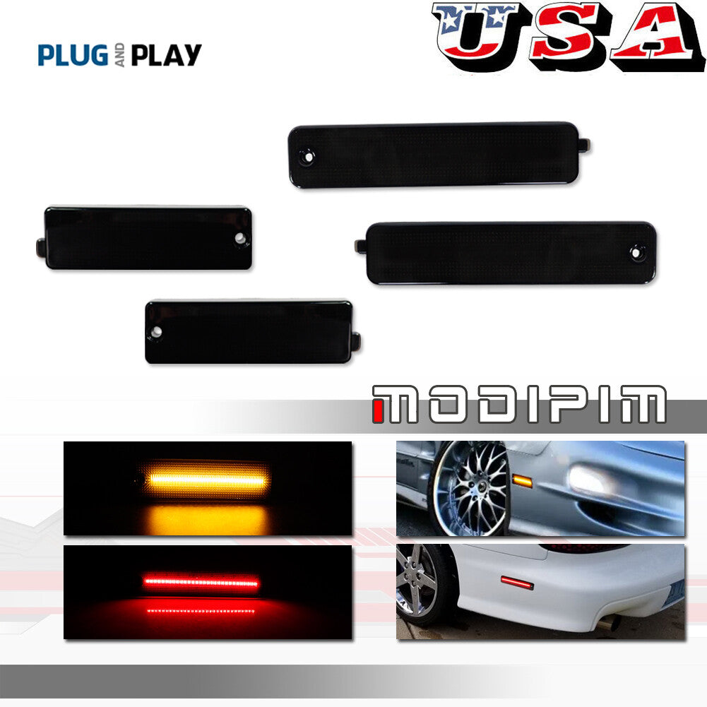 Front and rear bumper LED side marker lights applicable to 1998-2002 for Pontiac Firebird