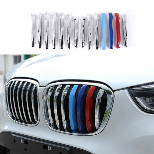 for BMW X1 F48 16-19 ABS Chrome+3-Color Front Grille Grill Ring Strip Cover Trim