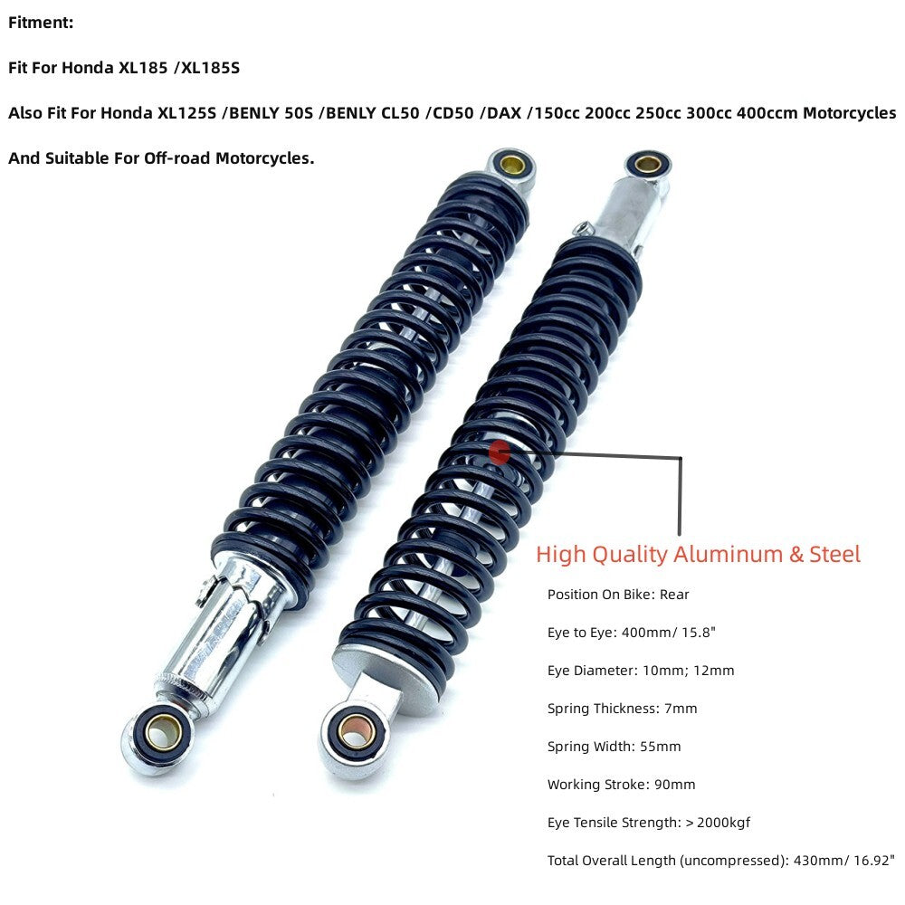 400mm 15.75-inch motorcycle rear shock absorber suspension for Honda XL185 XL125S- n