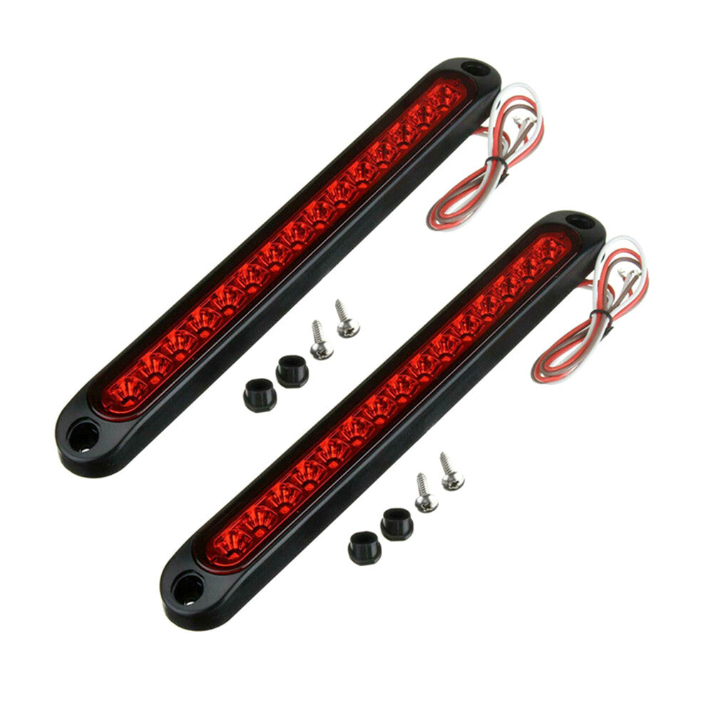 2X 10 15 LED Sealed Trailer Truck RV Stop Tail Rear Brake Turn Light Bar Red