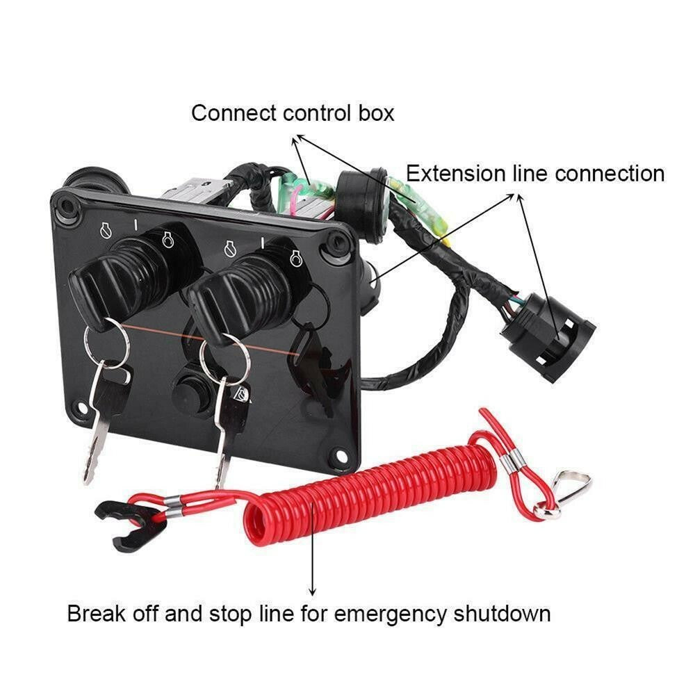 Dual Keys Outboard Key Switch Panel for Yamaha Outboard Assembly6K1-82570-13-00 Q