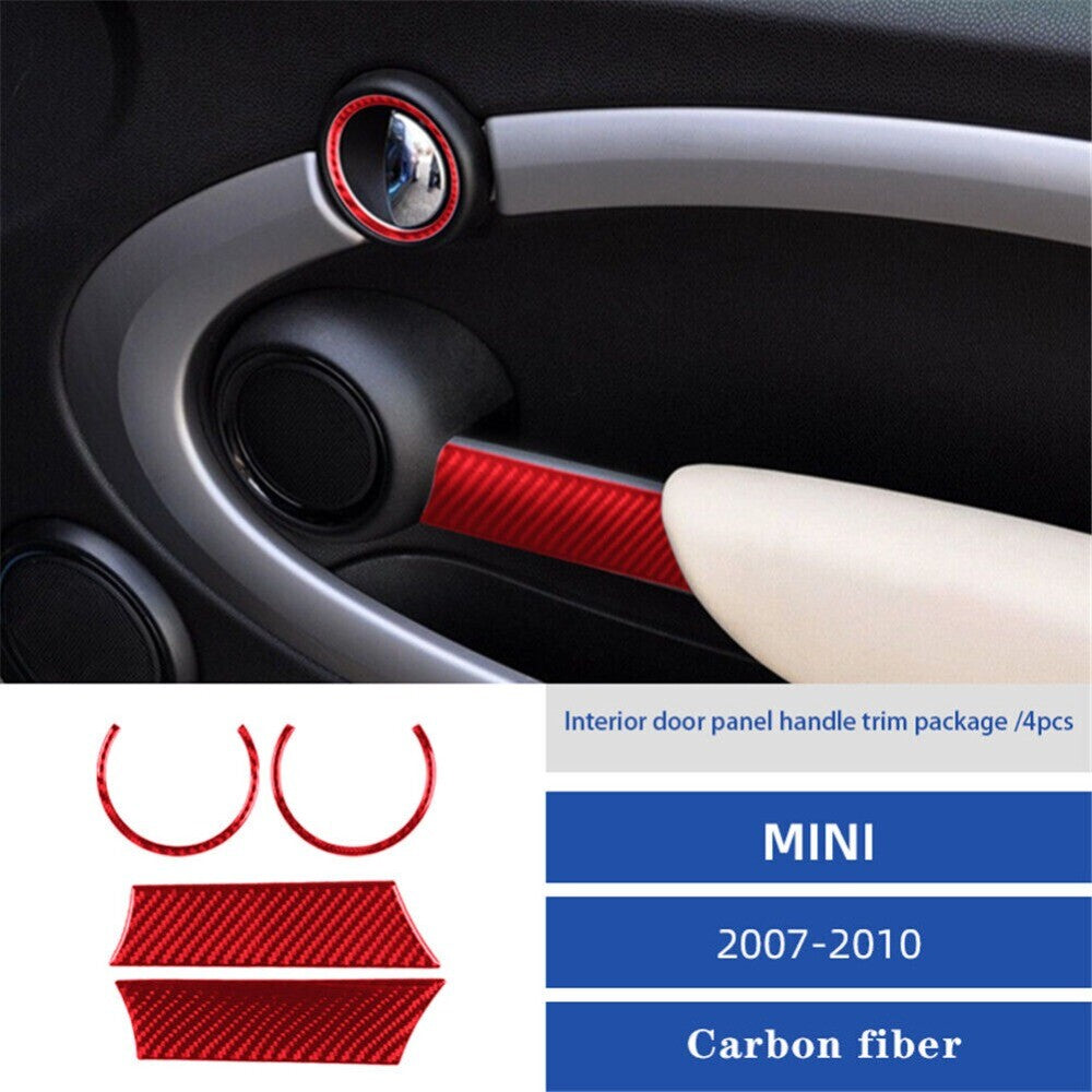 4X Red Carbon Fiber Door Handle Cover Trim Fit for Mini Cooper R56/R57 2007-2010 n