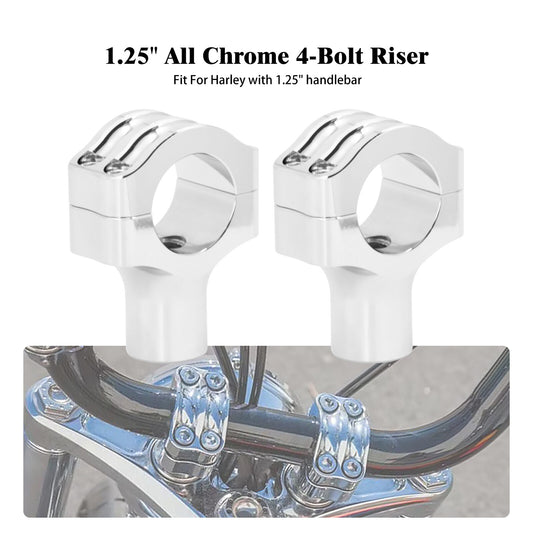 Aluminum Chrome Handlebars Riser Clamp Fit for Harley 1.25 Handlebars Models