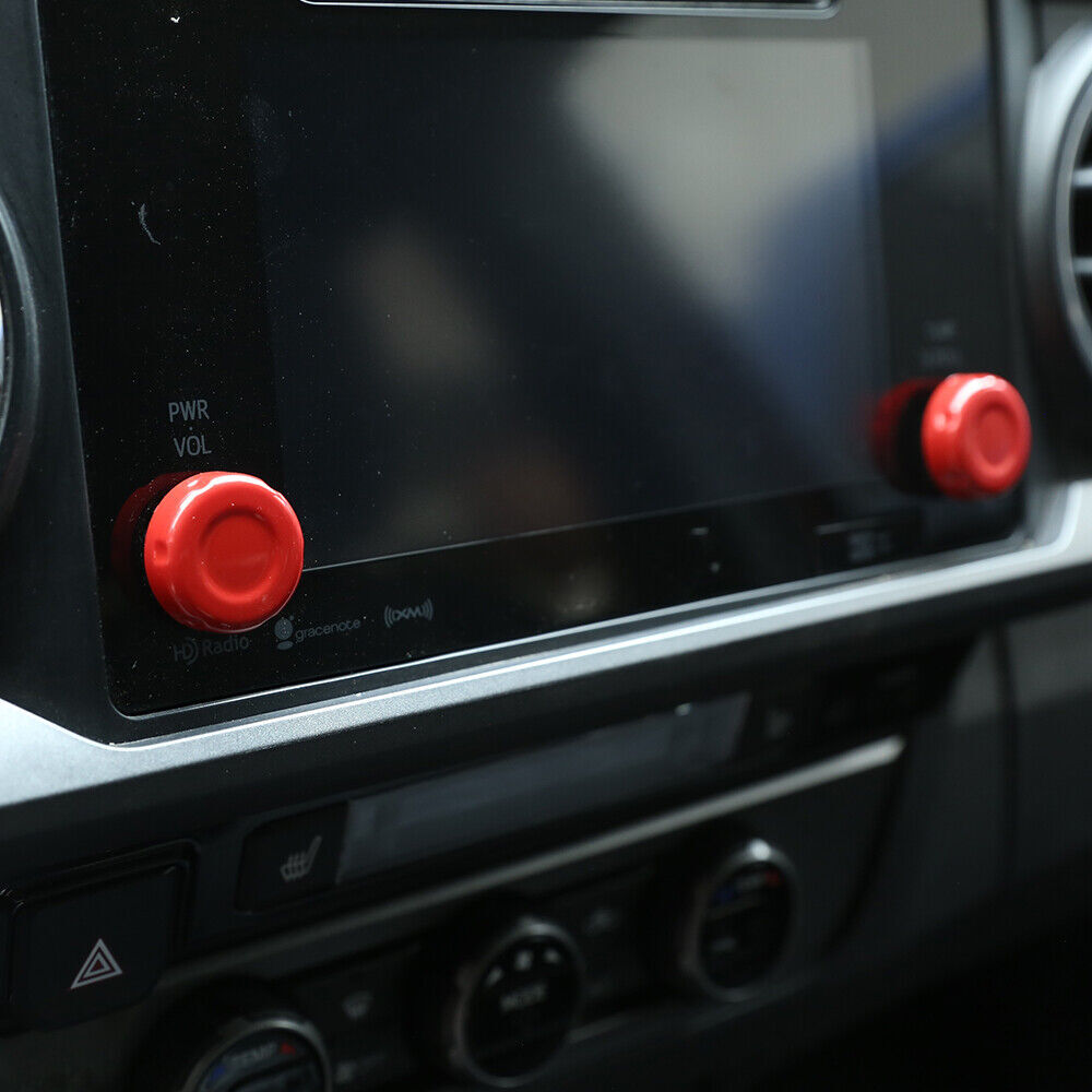 for Toyota Tacoma 2016-2019 Red Rearview Mirror Adjustment/Volume Ring Knob Caps