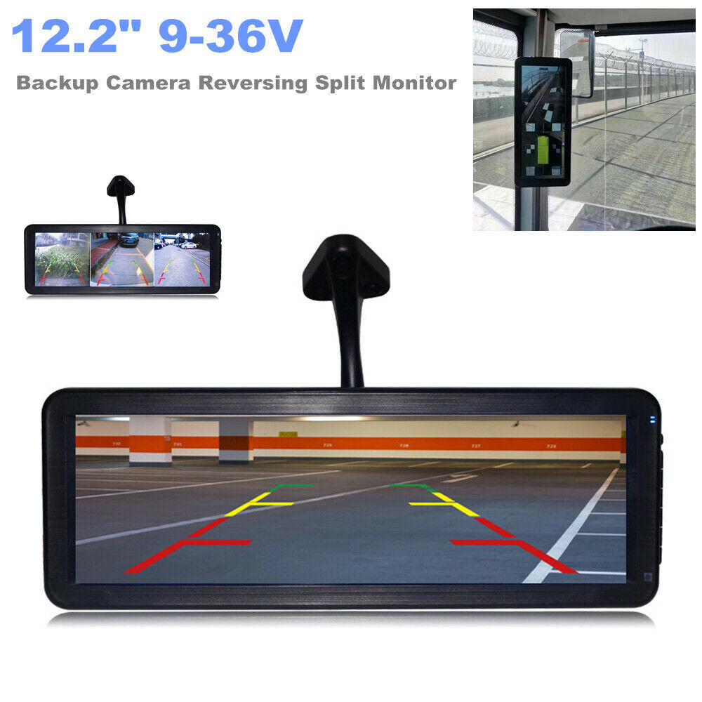 12.2-inch screen 9-36 volt truck backup camera reverse split monitor parking recorder - n