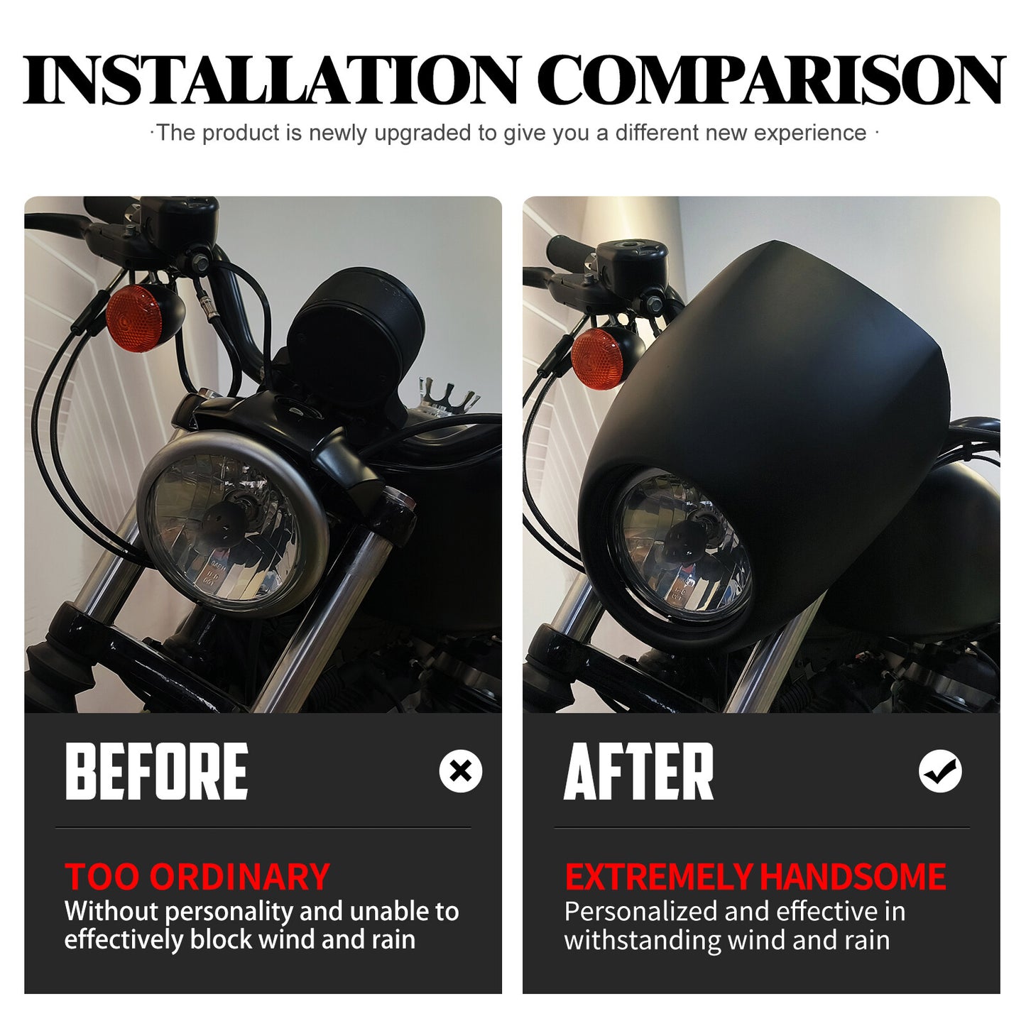 Matte Black Front Headlight Fairing Cowl Cafe Racer for Harley Sportster Dyna FX