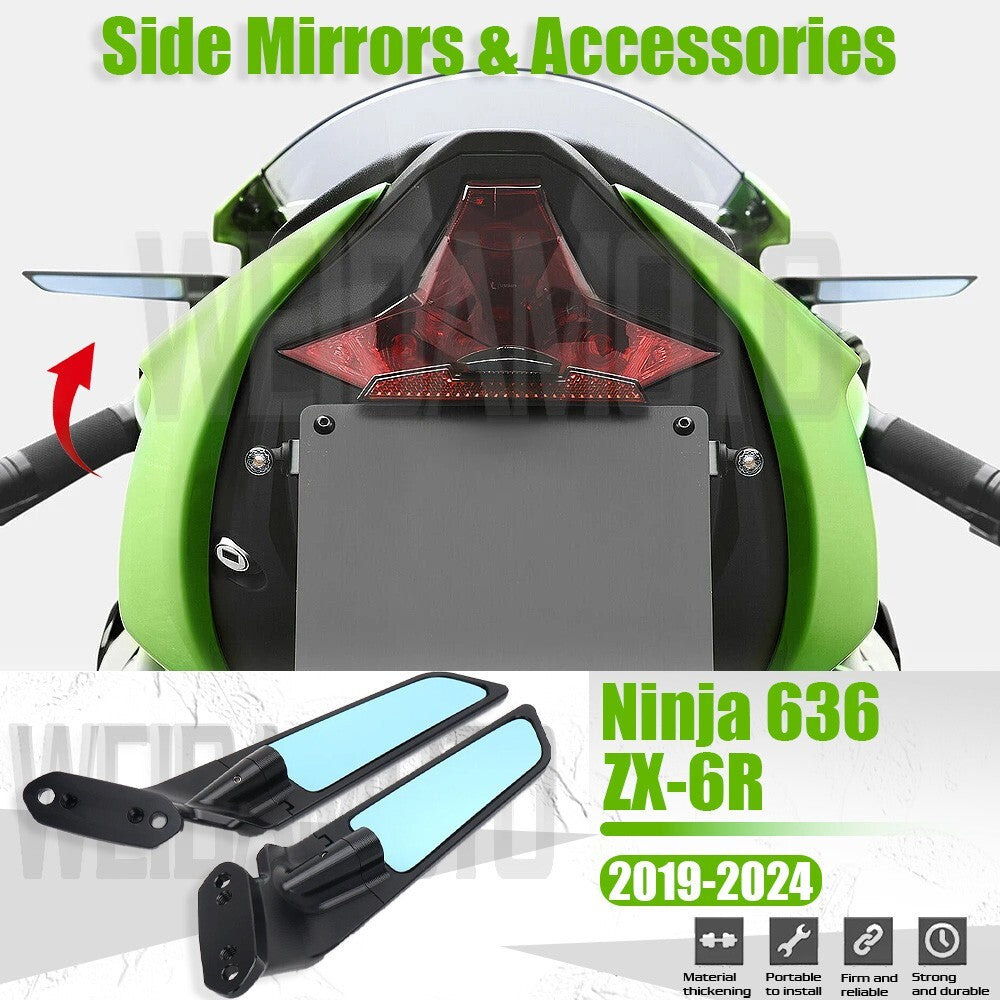 Motorcycle CNC Rear View Mirrors for Kawasaki 636 ZX6R 2019-2024