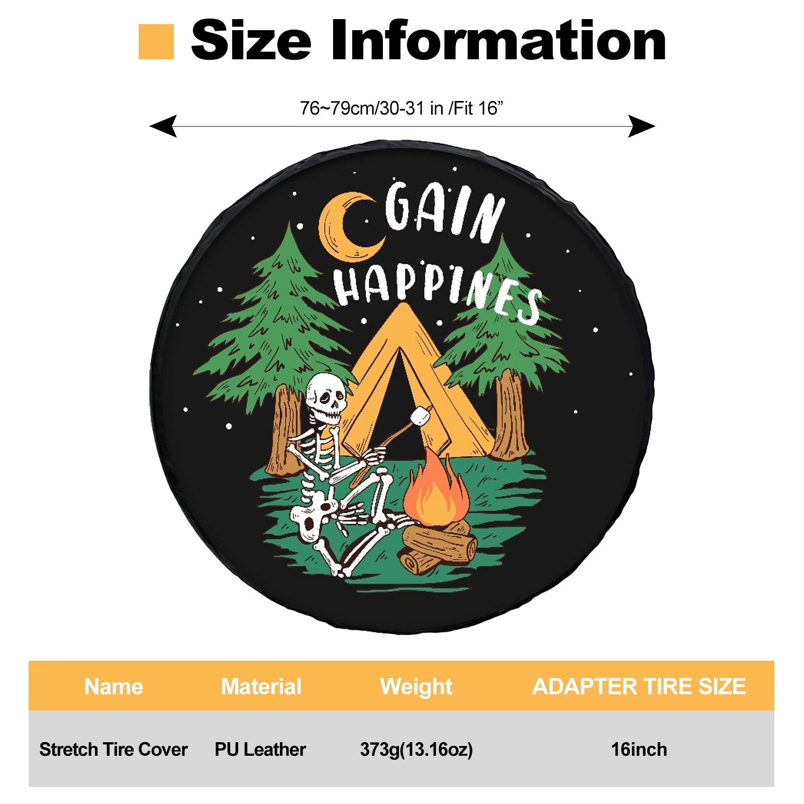 16 Gain Happines Trailer Spare Tire Cover Rear Tyre Cover Waterproof Protector