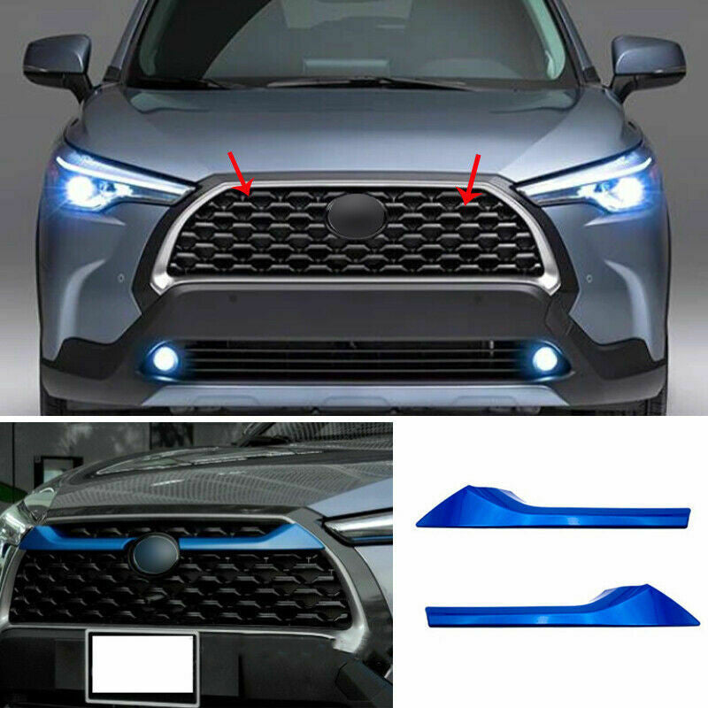 for Corolla Cross 2022-2024 Blue Front Bumper Grille Grill Cover Trim n