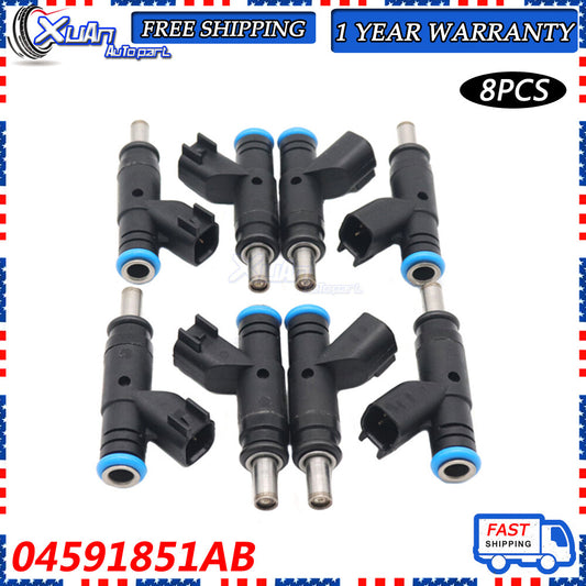 CN Kit (8) Fuel Injector 04591851AB for 11-13 for Ram 1500 08-10 for Dodge Dakota 4.7L - v