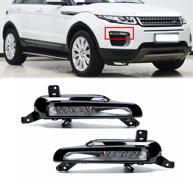 Pair Front Fog Light DRL Daytime Running Lights for Range Rover Evoque 2016-2018