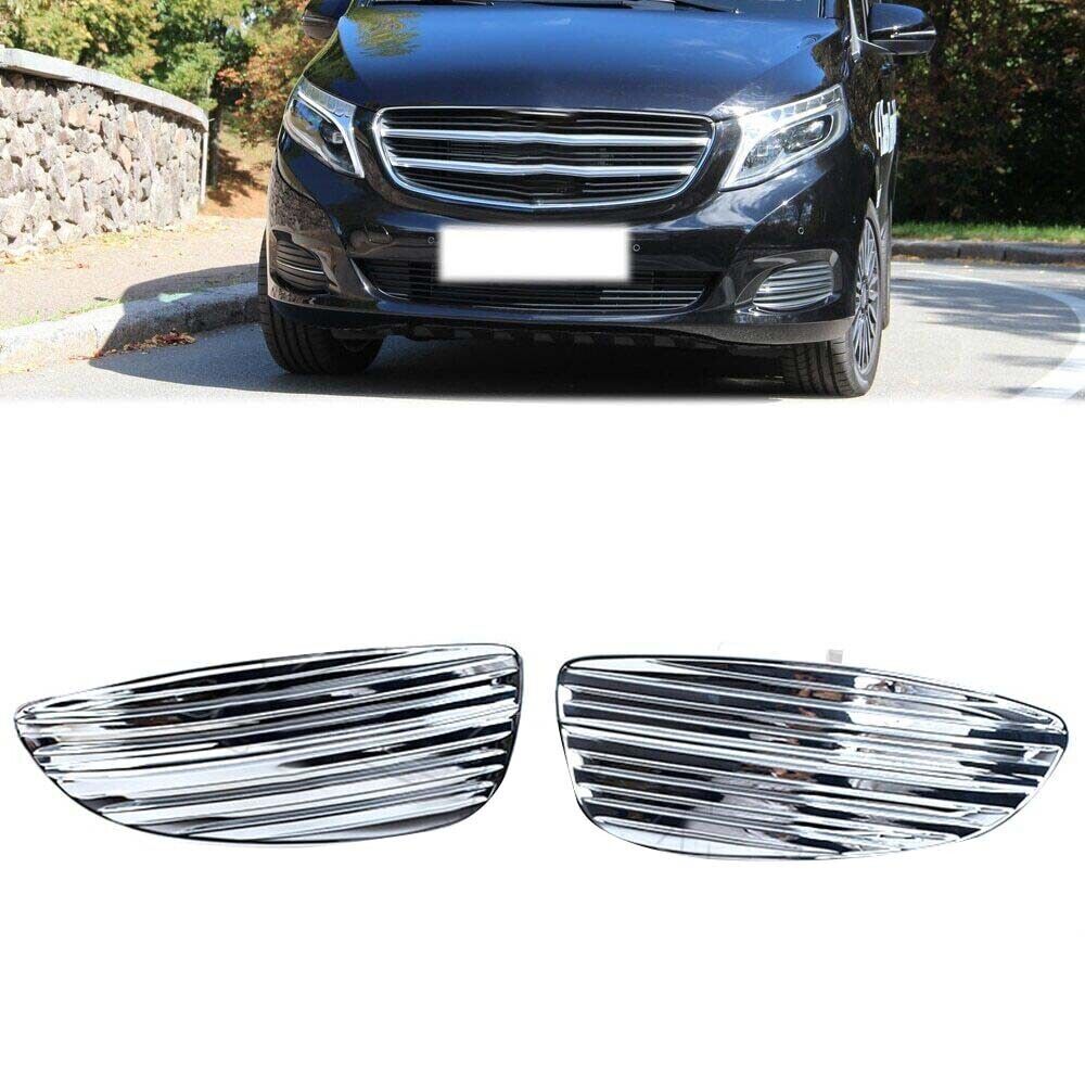 A pair of front fog light protective covers with chrome trim suitable for Mercedes-Benz V-Class V260 V250 V220 2014-2019