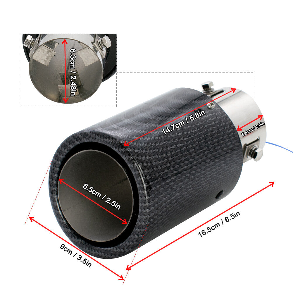 1x 2.48'' Inlet LED Car Muffler Exhaust Pipe Tip Sound Resonator Stainless AU Q