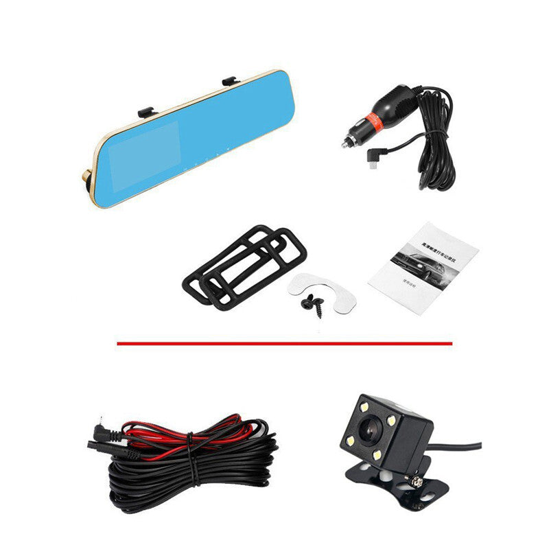 Car Rearview Mirror 4.31080P DVR Dual Dash Camera Dashcam Recorder Camcorder