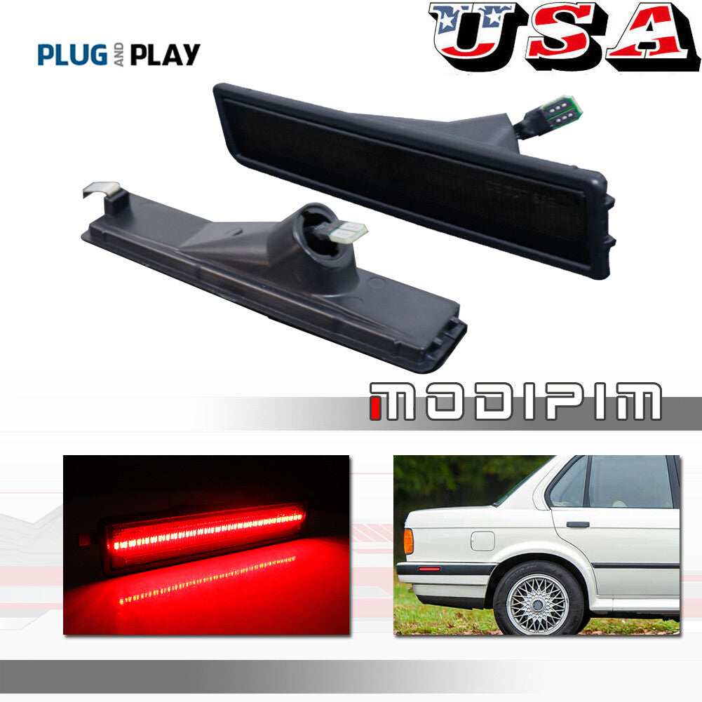 2pcs Red LED Rear Fender Side Bumper Marker Lights for E30 3 E34 5 - v