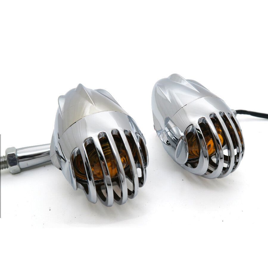 Chrome Motorcycle Bullet Turn Signal Indicator Light for Harley Chopper Custom Q