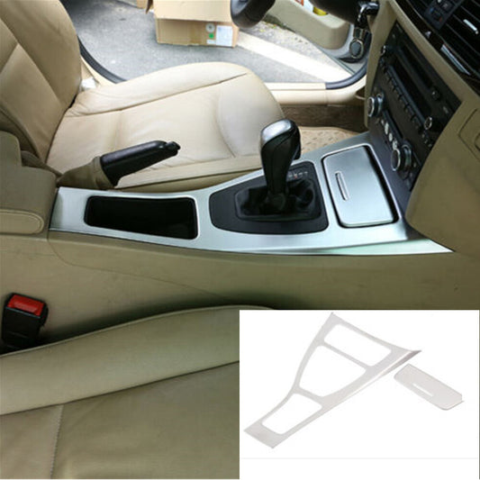 Silver ABS Central Console Gear Shift Panel Trim for BMW 3 Series E90 2005-2012