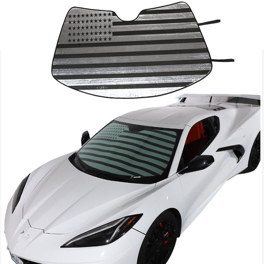 Windshield sun visor with American flag UV shield for Corvette C8 2020-24 n
