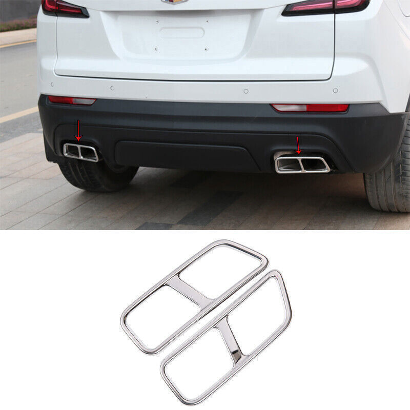 for Cadillac XT4 19-2023 Chrome Steel Rear Tail Exhaust Muffler Tip Pipe Ende 2P