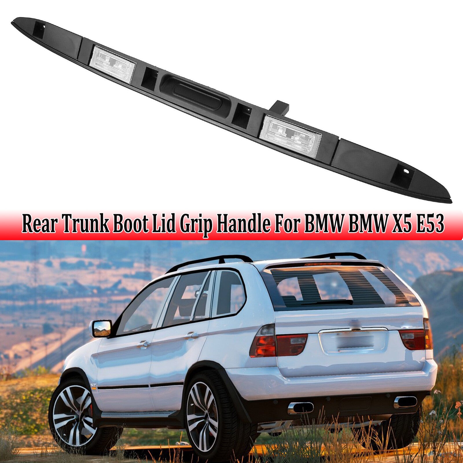 Rear boot, tailgate handle with light bulb, key button suitable for 00-06 for BMW X5 E53
