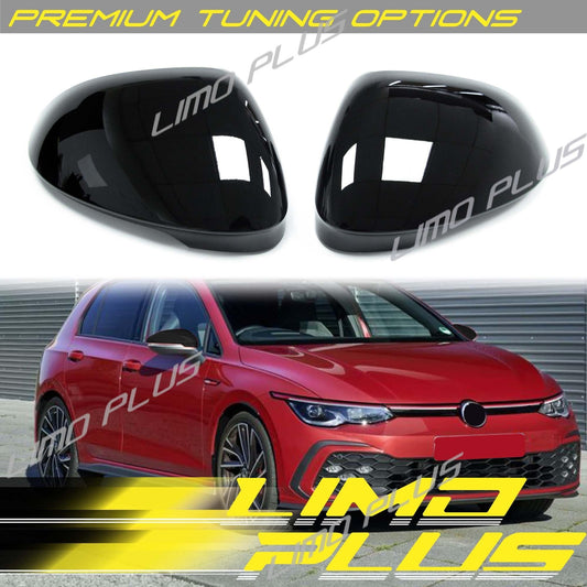 Glossy Black Rearview Mirror Cover Caps for 2022-2024 for VW for Golf MK8 w/ Lane Assist v