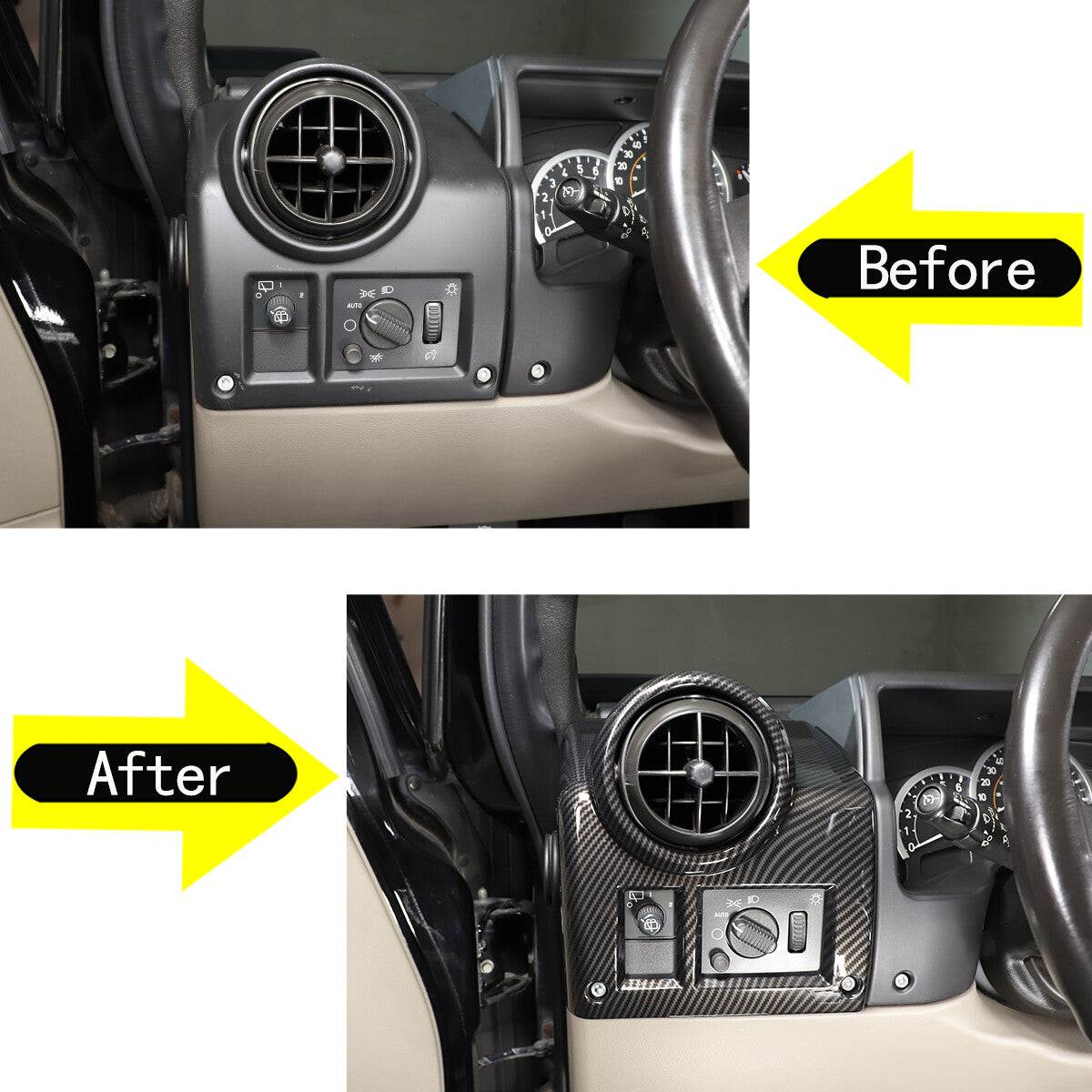 3-Piece Carbon Fiber Inner Vent Socket Cover Trim for Hummer H2 2003-2007 n