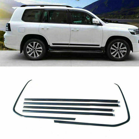 6X Black Window Sill Frame Strip Molding Cover Trim for Land Cruiser LC200 13-21