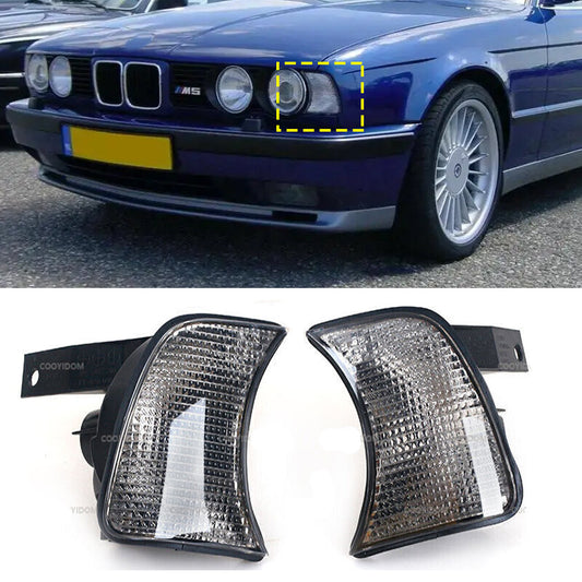 for BMW 5-Series E34 1989-1995 Pair Black Corner Lights Turn Signals light