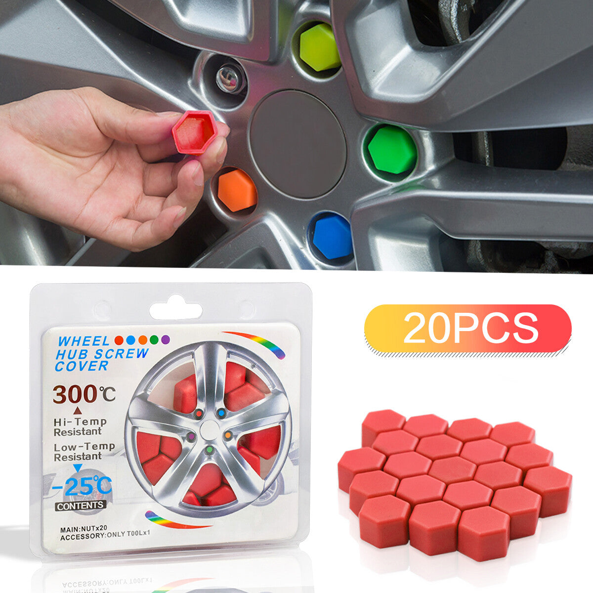 20pcs 19mm Silicone Car Wheel Nut Lug Hub Covers Bolt Cap Dust Cover Protector Q