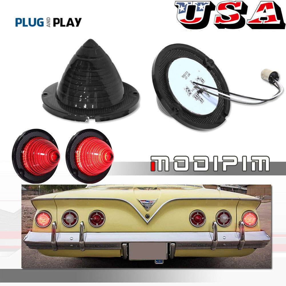 For 60 - 61 Impala for El Camino Brake Tail Light Smoked Lens Guide Script Pair - v