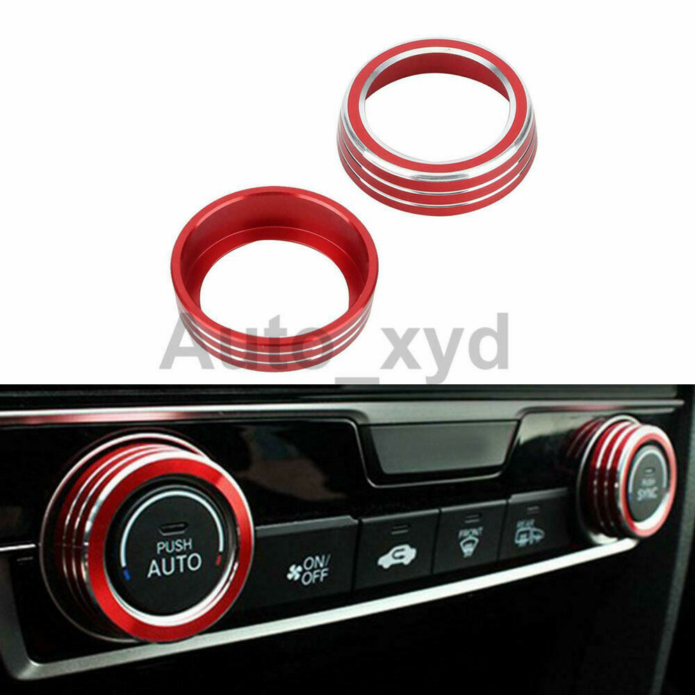 Red Air Conditioner Knob Trim Cover Ring Set for Honda for Civic 10th 16 17 18 19 20