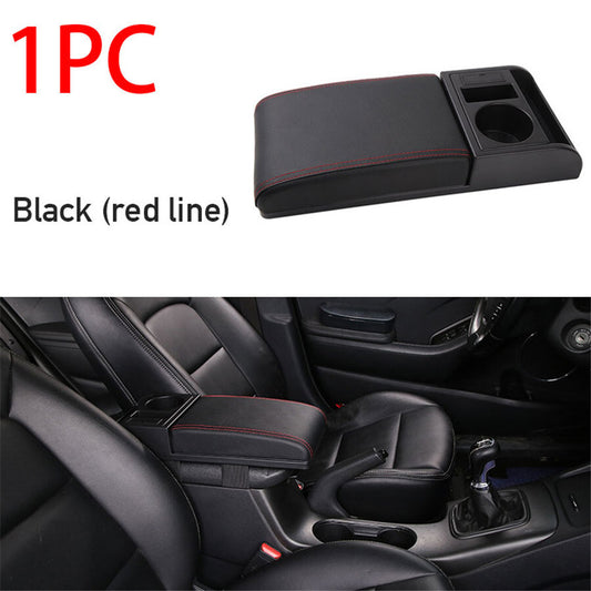 Adjustable Universal Car Center Armrest Cover Pad Storage Cup Holder PU Leather Q