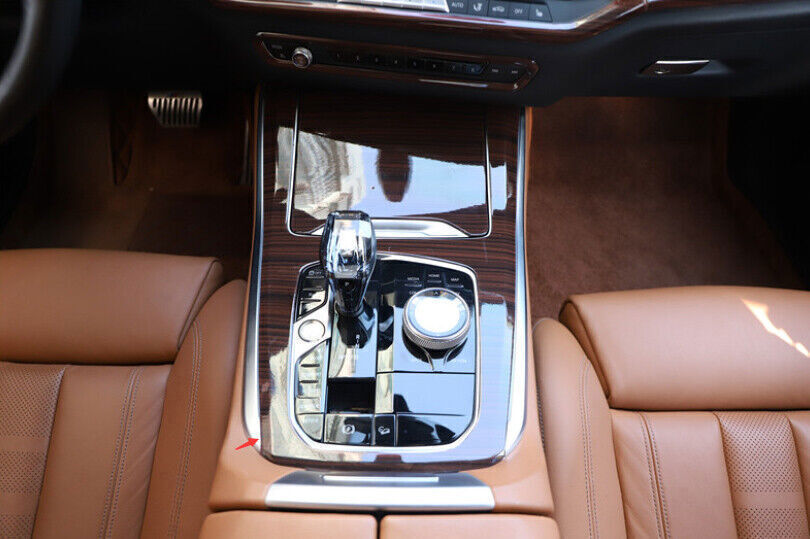 for BMW X5 G05 2019-23 ABS Brown Wood Grain Middle Console Gear Shift Panel Trim