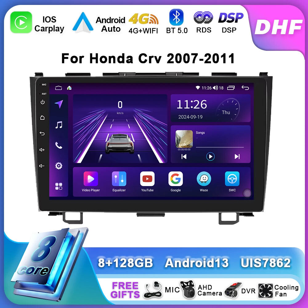 for Honda for CR-V 3 RE CRV 2007-2011 CarPlay Car Radio GPS Stereo Player Screen