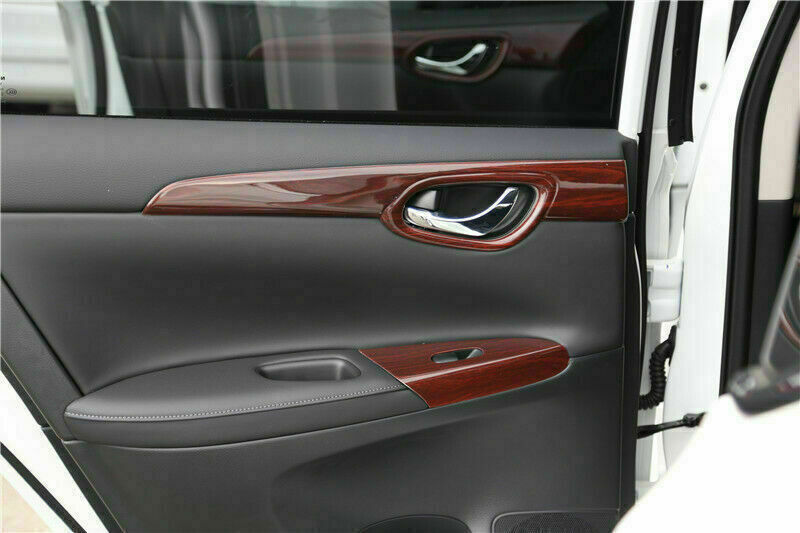 for Nissan Sentra Sylphy 2013-2019 Wood Grain Style Inner Door Panel Cover Trim